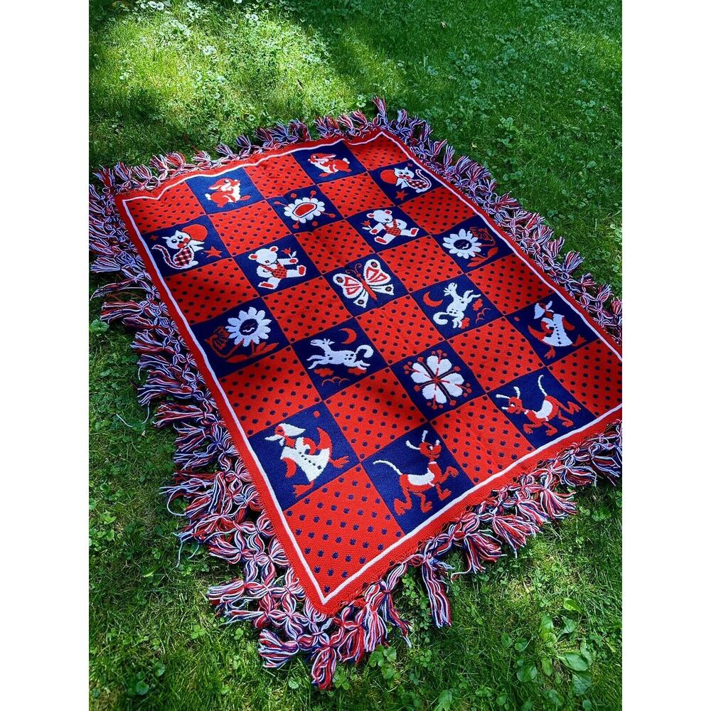 VTG Baby / Kids Blanket Double‎ Sided Fringe